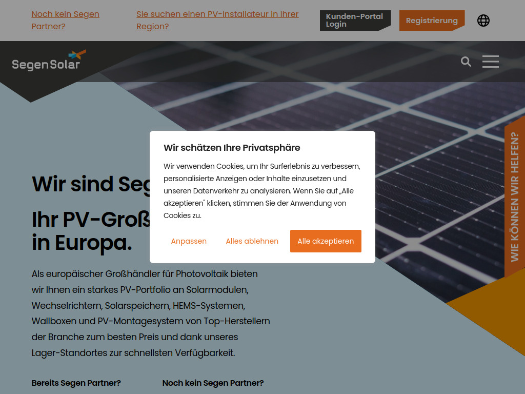 Website von SegenSolar Gesellschaft mit beschränkter Haftung in Köln
