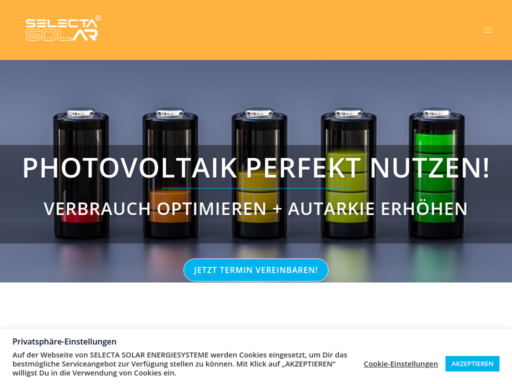 Website von Selecta Solar Energiesysteme in Egling