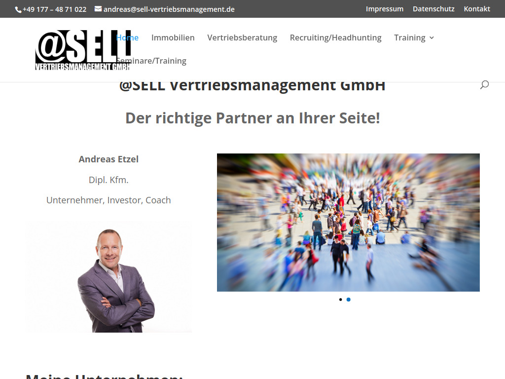 Website von @SELL Vertriebsmanagement GmbH in Bendestorf