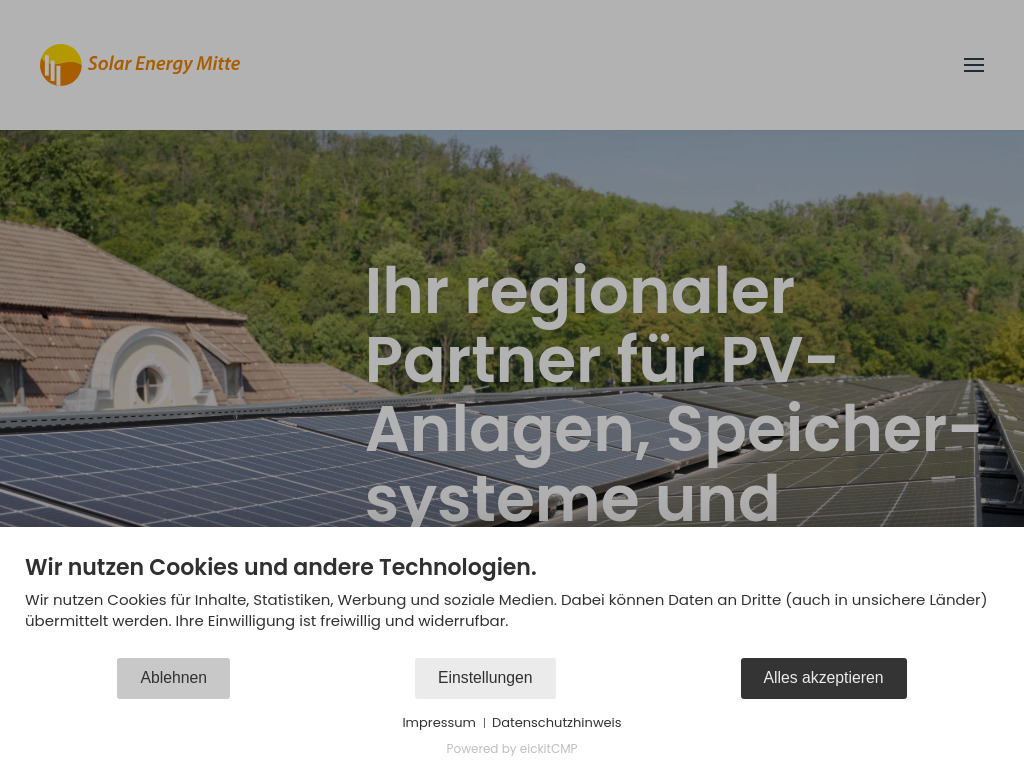 Website von Solar Energy Mitte GmbH in Quedlinburg/OT Gernrode