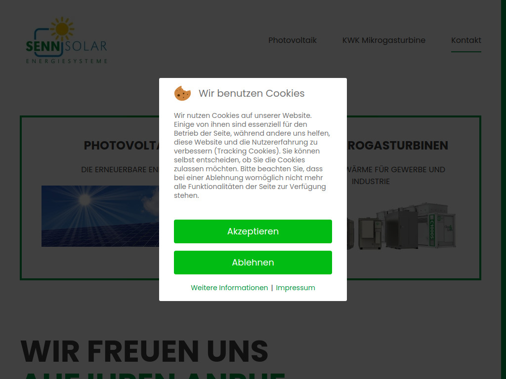 Website von Senn-Solar Energiesysteme in Ostrach