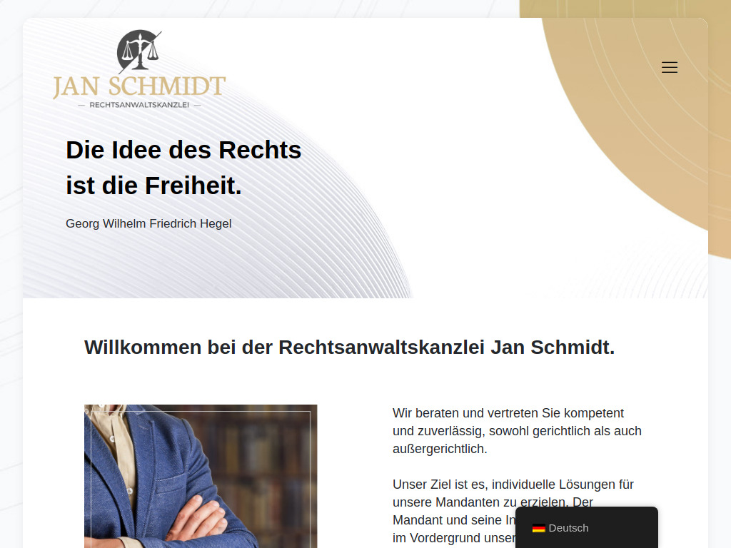 Website von Rechtsanwaltskanzlei Jan Schmidt in Nauendorf
