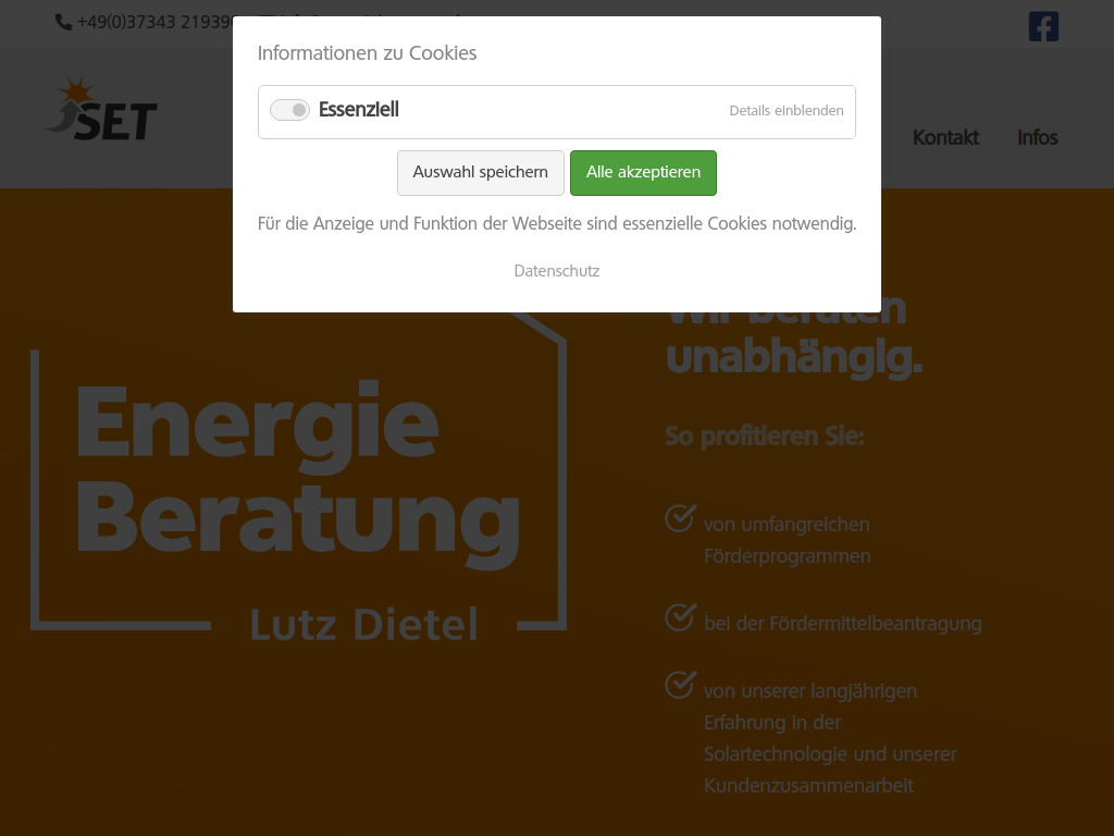 Website von SET Solar Energie Technik GmbH in Schmalzgrube