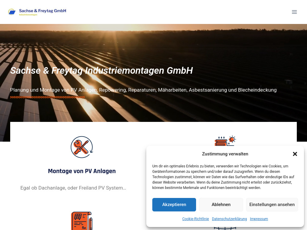 Website von Sachse und Freytag Industriemontagen GmbH in Caaschwitz
