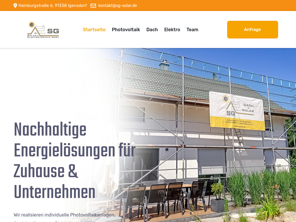 Website von SG Solar- & Elektrotechnik GmbH in Igensdorf