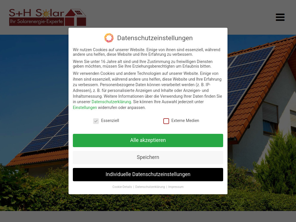 Website von S+H Solar GmbH in Kassel