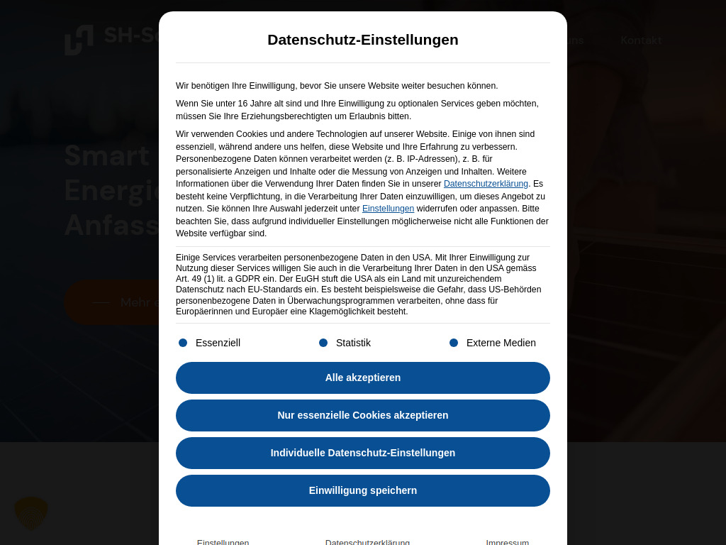 Website von SH-Solartechnik AG in Baar