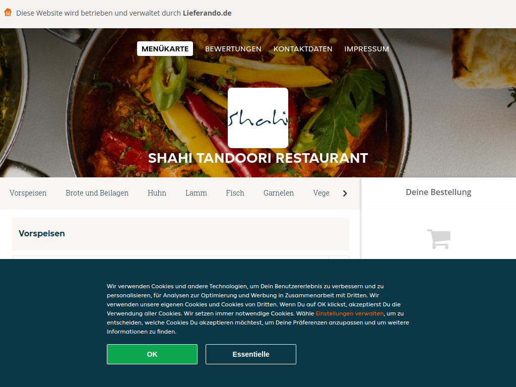 Website von Shahi Tandoori Restaurant - Essen online bestellen in Rüsselsheim in Rüsselsheim
