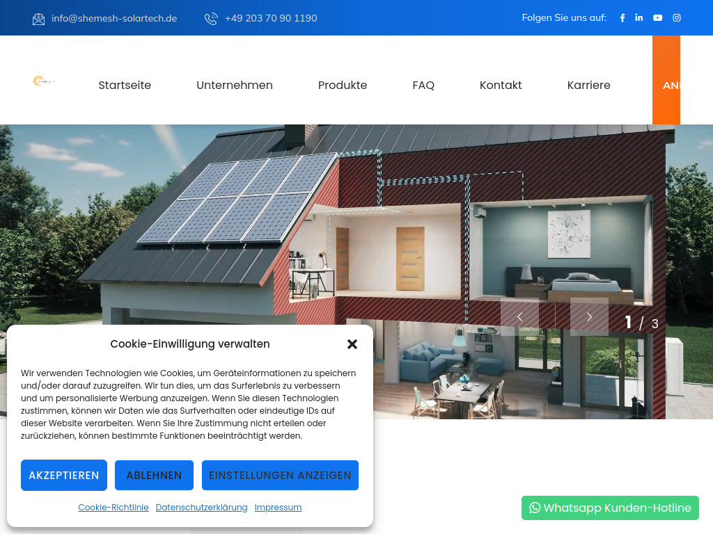 Website von Shemesh Solartech in Duisburg