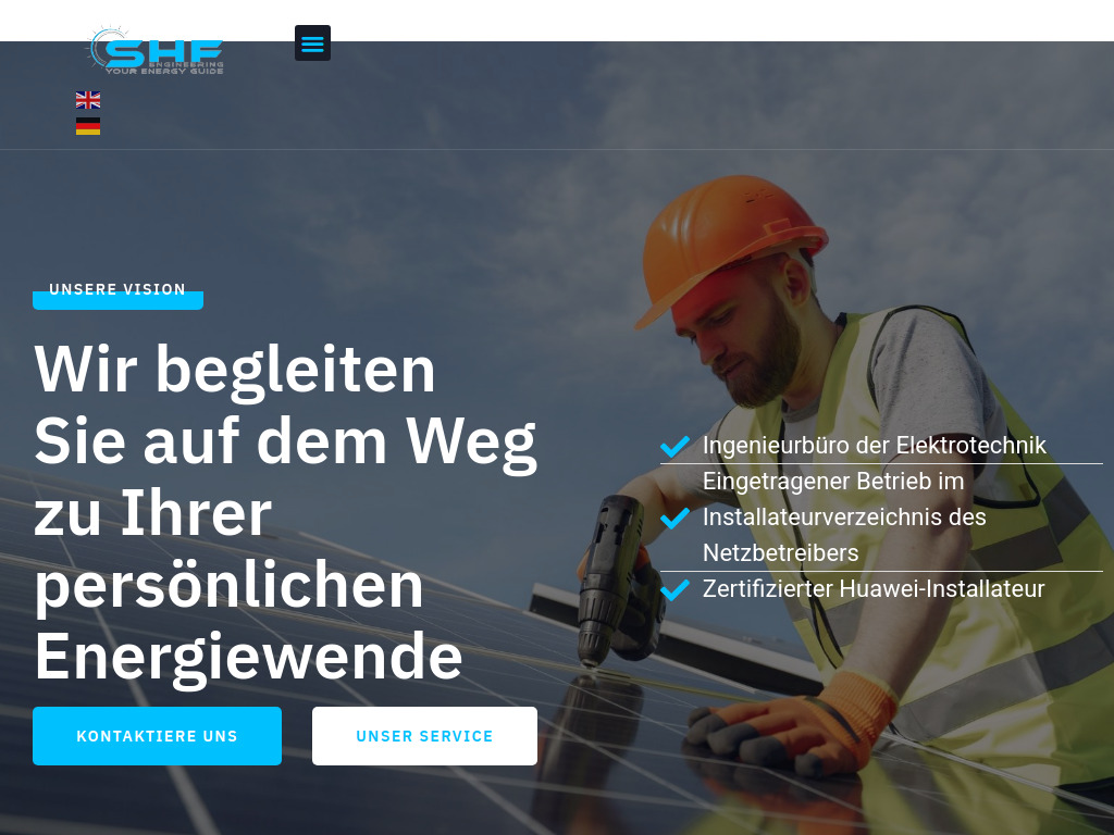 Website von SHF-Engineering in Hannover