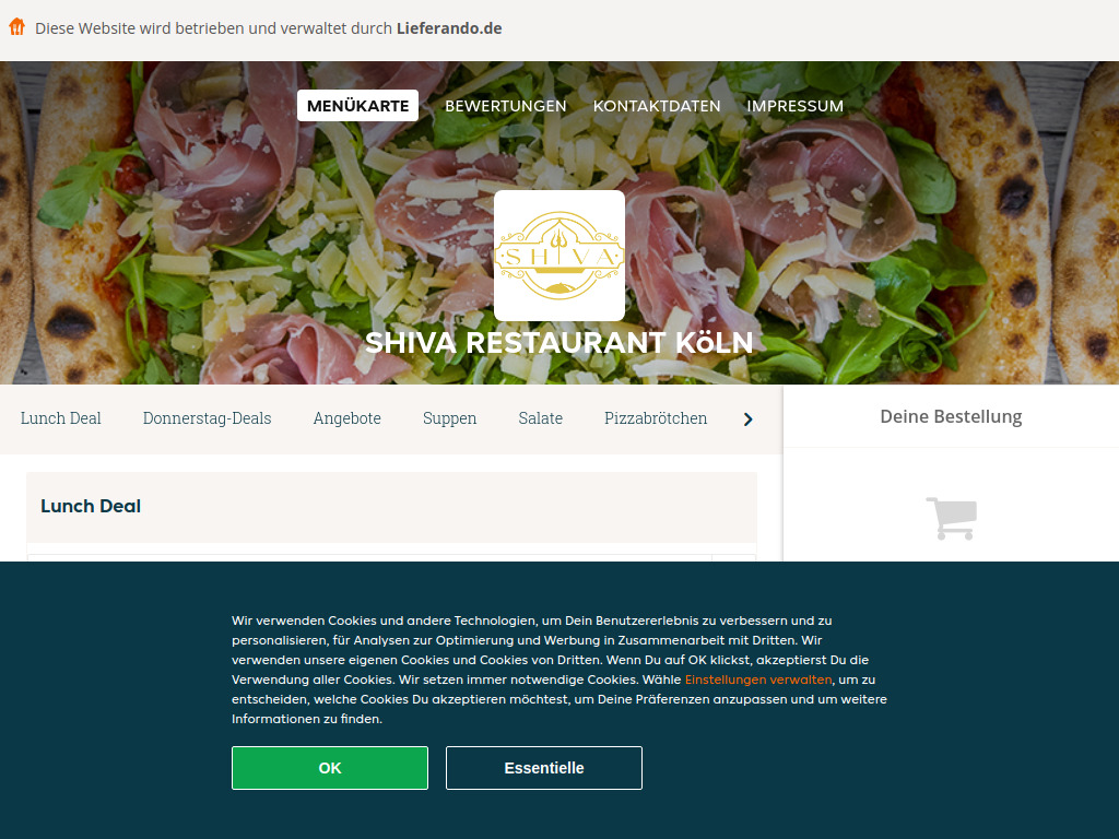 Website von Shiva Restaurant Köln - Essen online bestellen in Köln in Köln