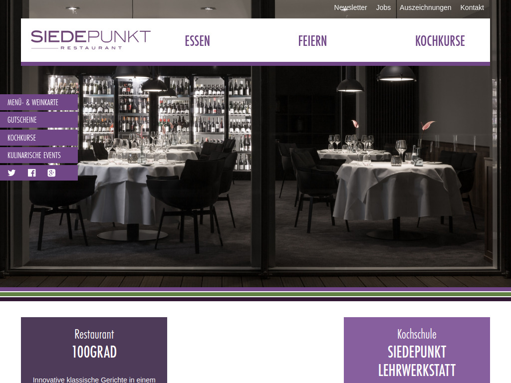 Website von Siedepunkt Restaurant in Ulm