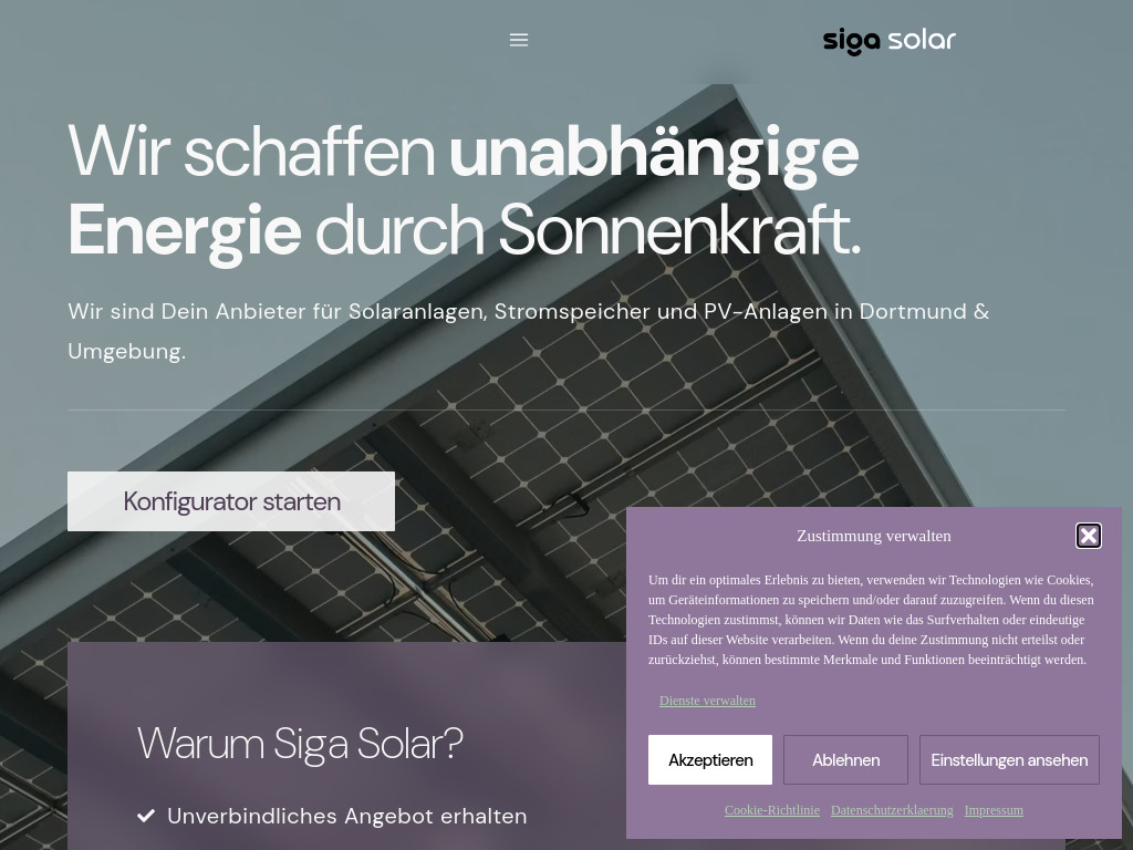 Website von Siga Solar GmbH in Lünen
