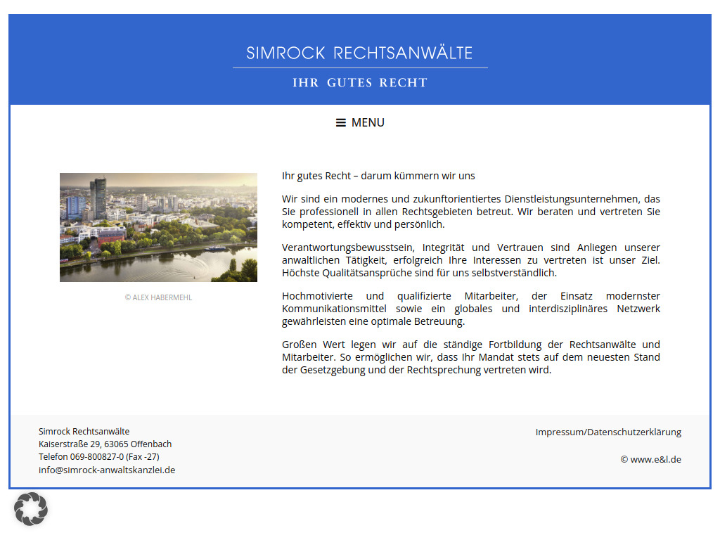 Website von Simrock Rechtsanwälte in Cooperation in Offenbach