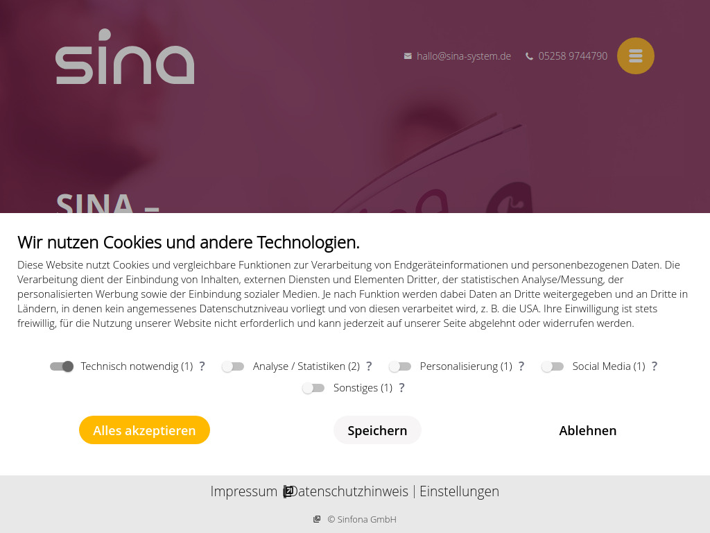 Website von Sinfona GmbH in Salzkotten
