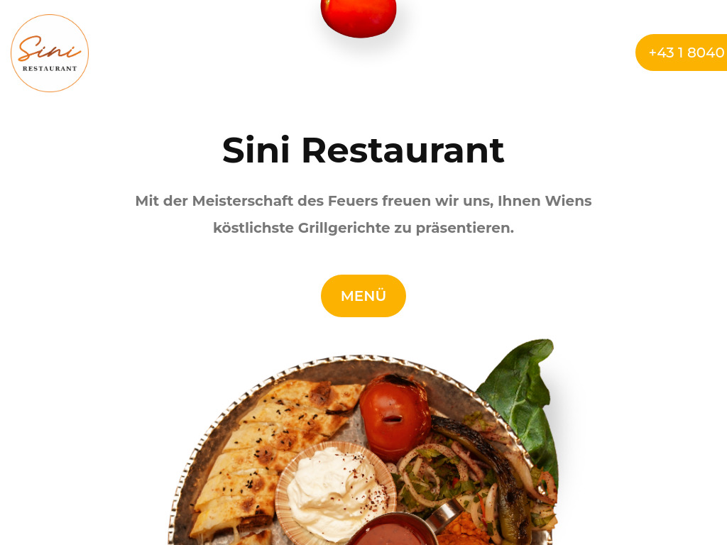 Website von Sini Restaurant in Wien