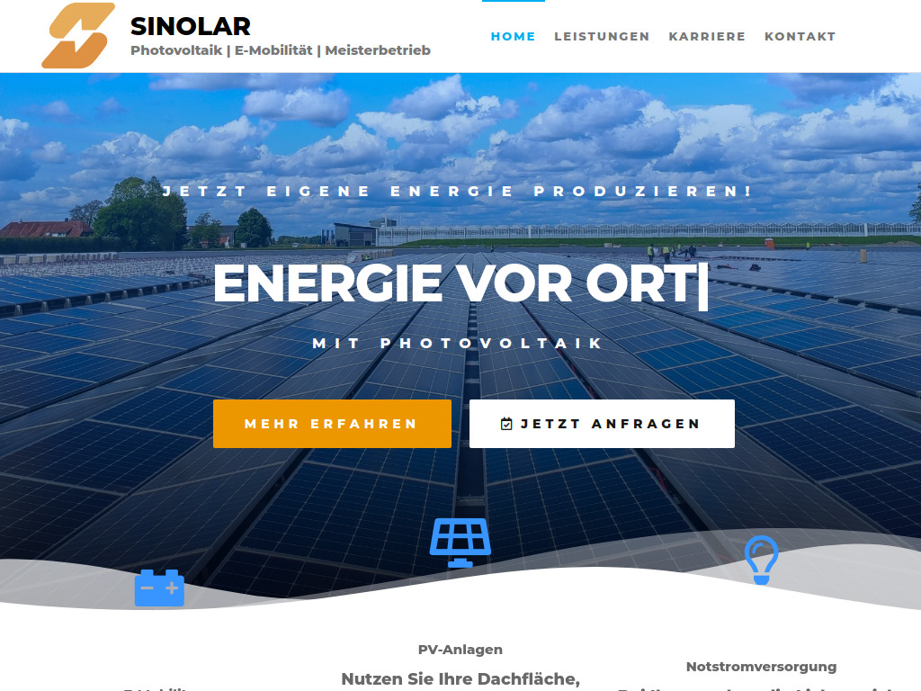 Website von SINOLAR GmbH in Bad Honnef