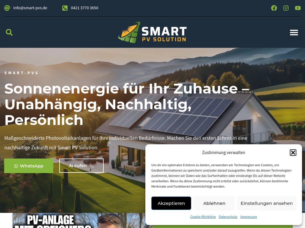 Website von Smart PV Solution GmbH & Co. KG in Stuhr