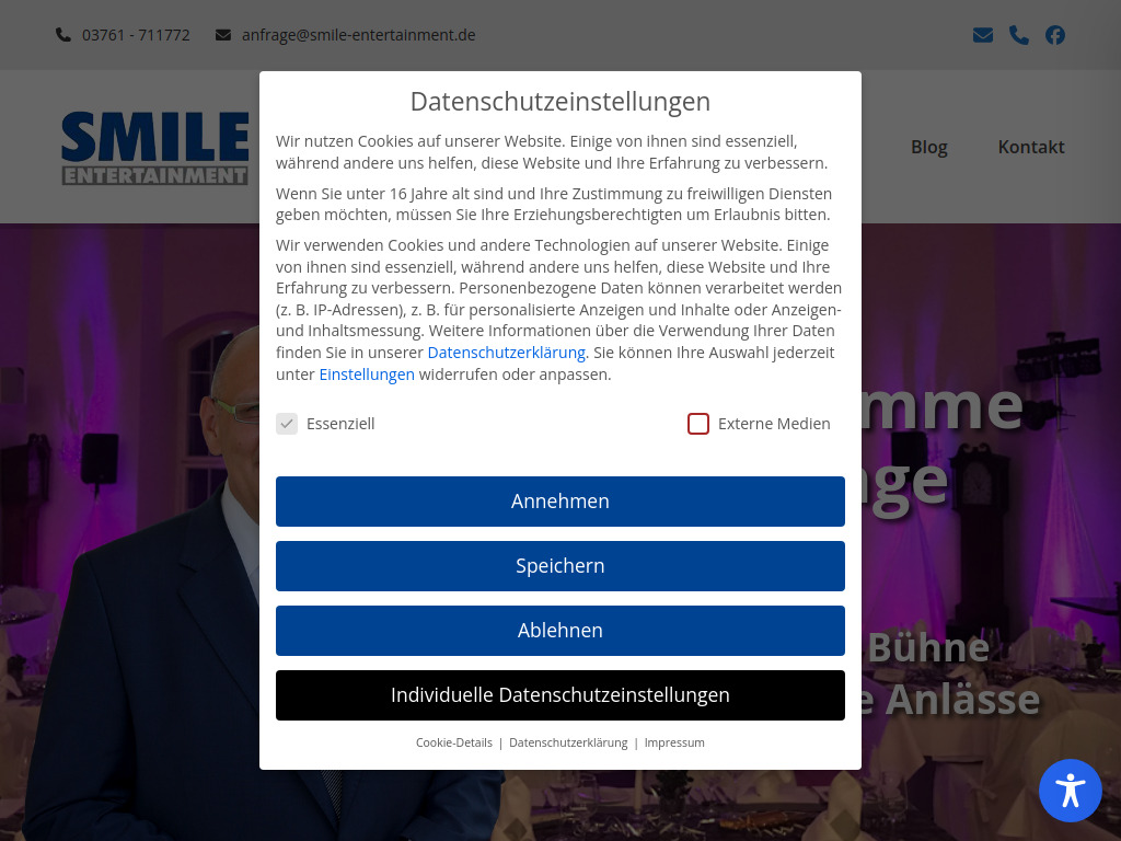 Website von SMILE Entertainment in Fraureuth