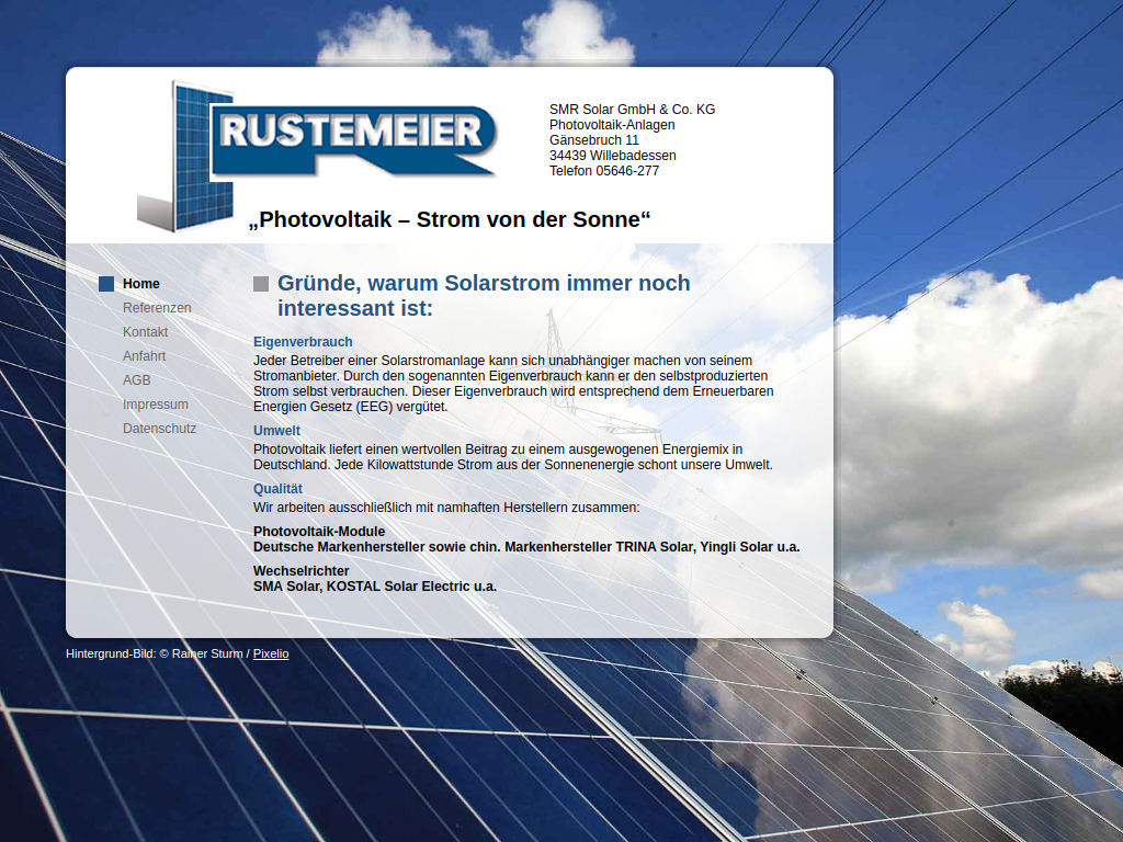 Website von SMR Solar GmbH & Co. KG in Willebadessen