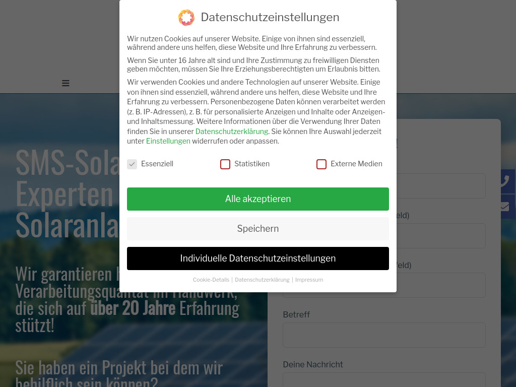 Website von SMS Solar & Dachtechnik GmbH in Langenfeld