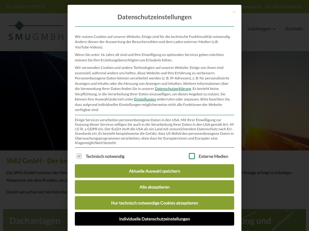 Website von SMU GmbH in Altomünster