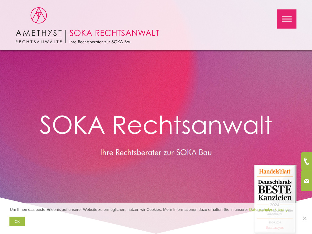 Website von AMETHYST Rechtsanwälte in Berlin