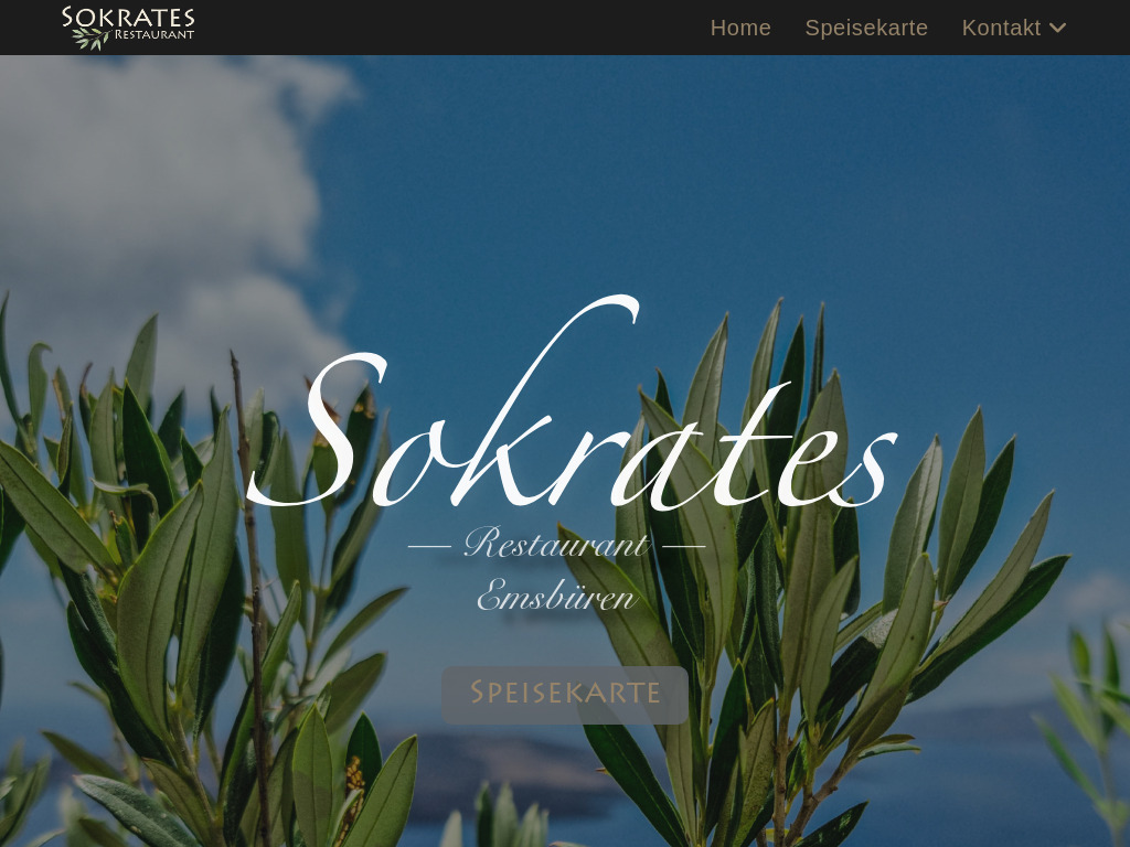 Website von Sokrates Restaurant in Emsbüren