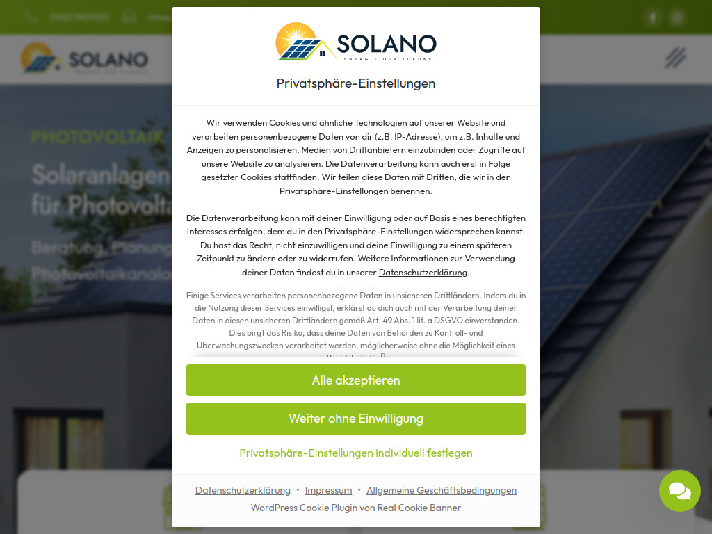 Website von Solano GmbH in Neunkirchen