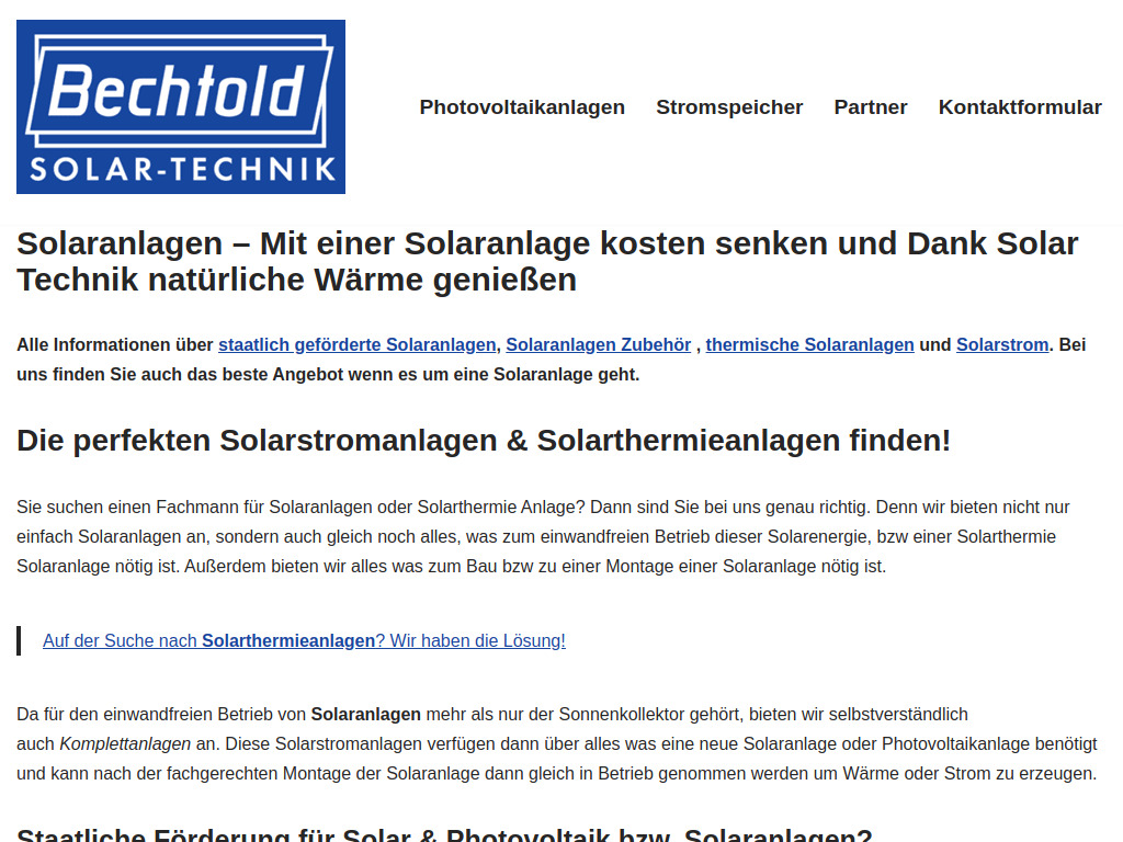 Website von Bechtold Solar-Technik GmbH in Kronau