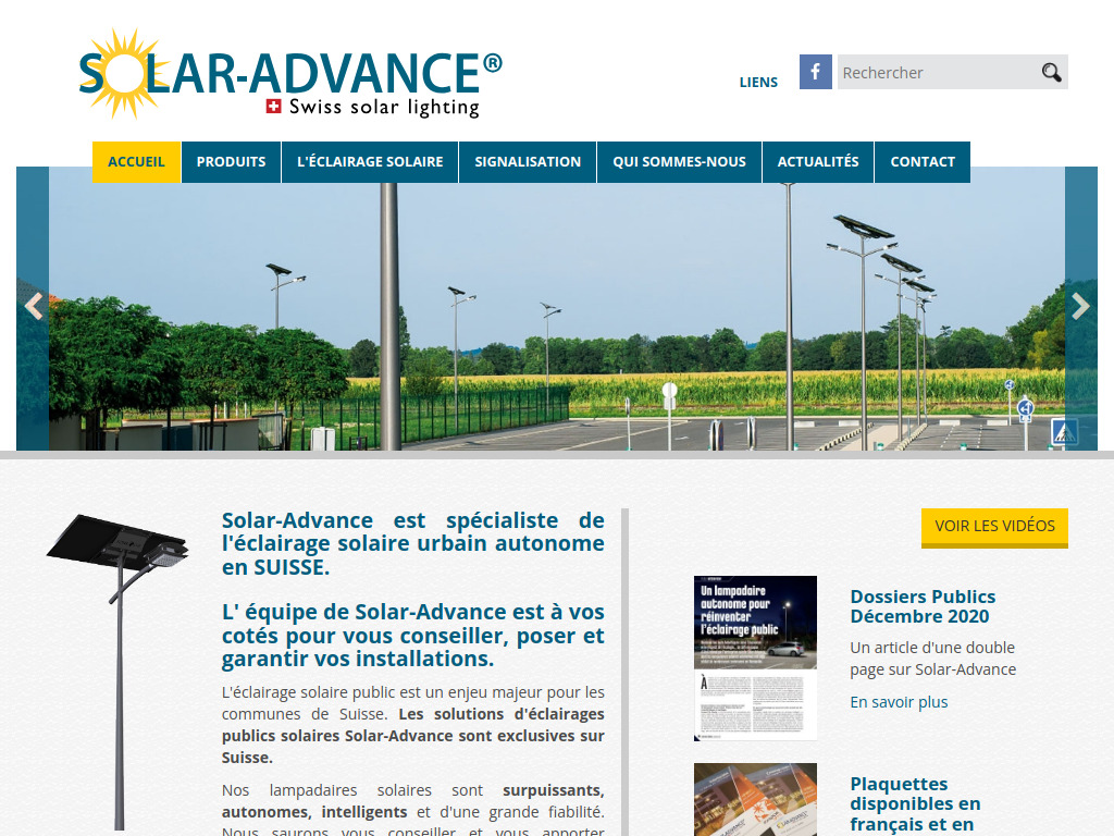 Website von Solar Advance in Bullet