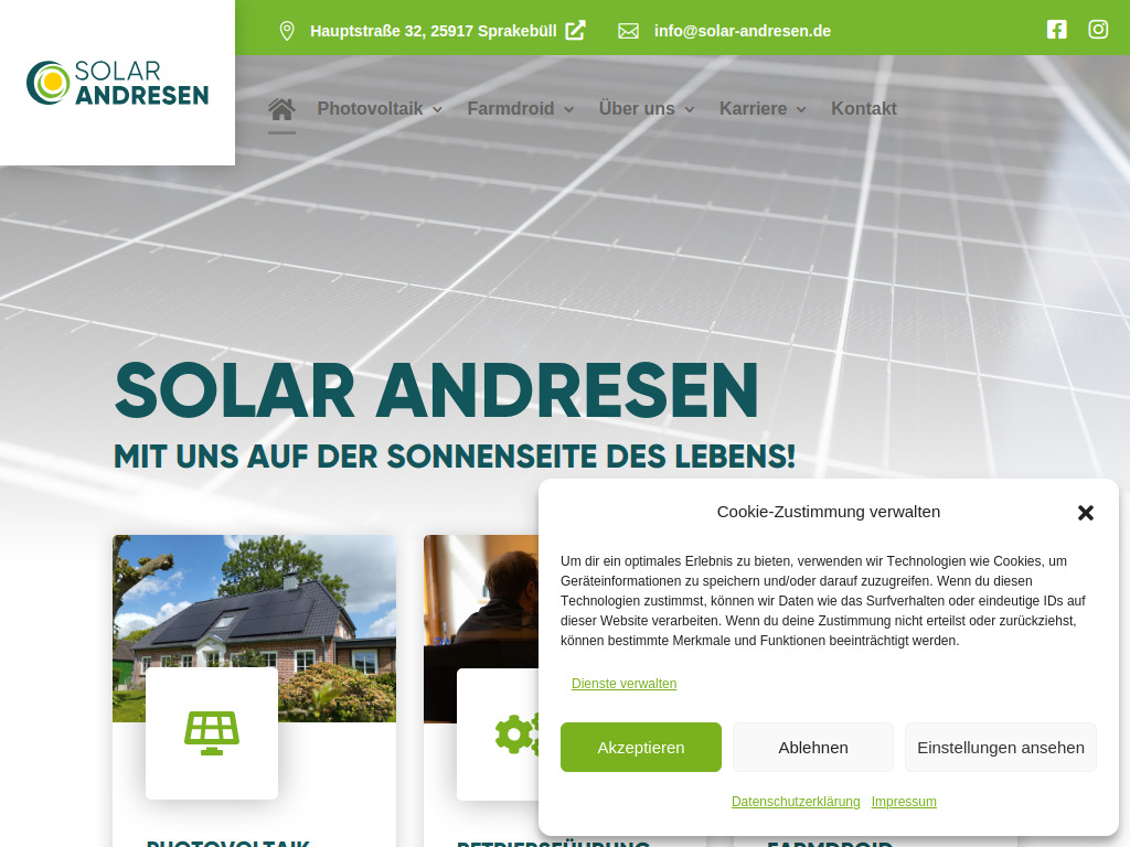 Website von Solar-Energie Andresen GmbH in Sprakebüll