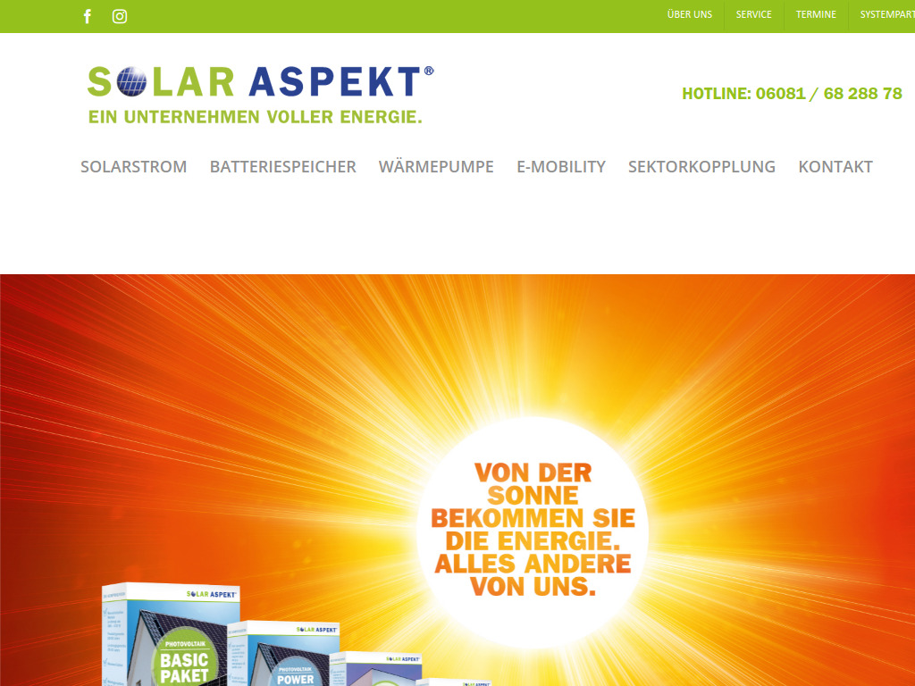 Website von SOLAR ASPEKT GmbH in Wehrheim