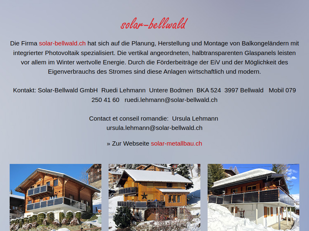 Website von solar bellwald in Bellwald