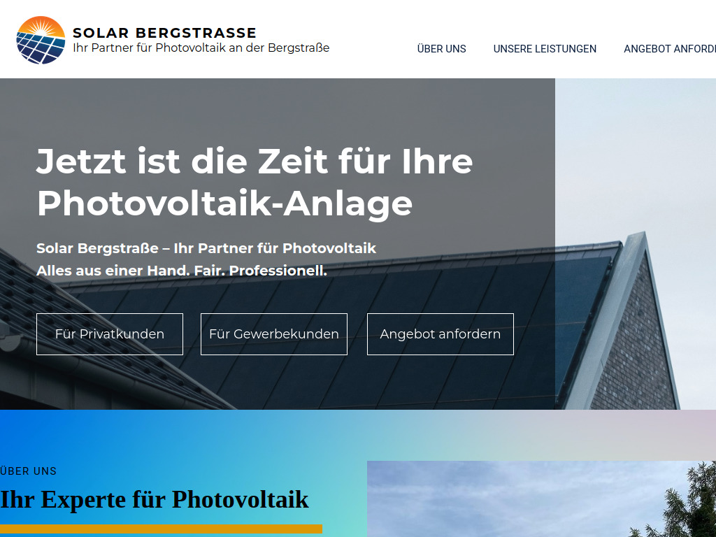 Website von Ihr Partner für Photovoltaik an der Bergstraße