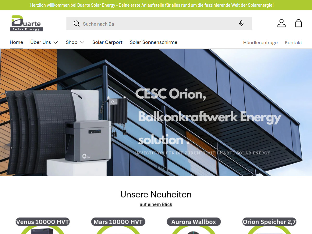 Website von Duarte Handel GmbH in Dusburg