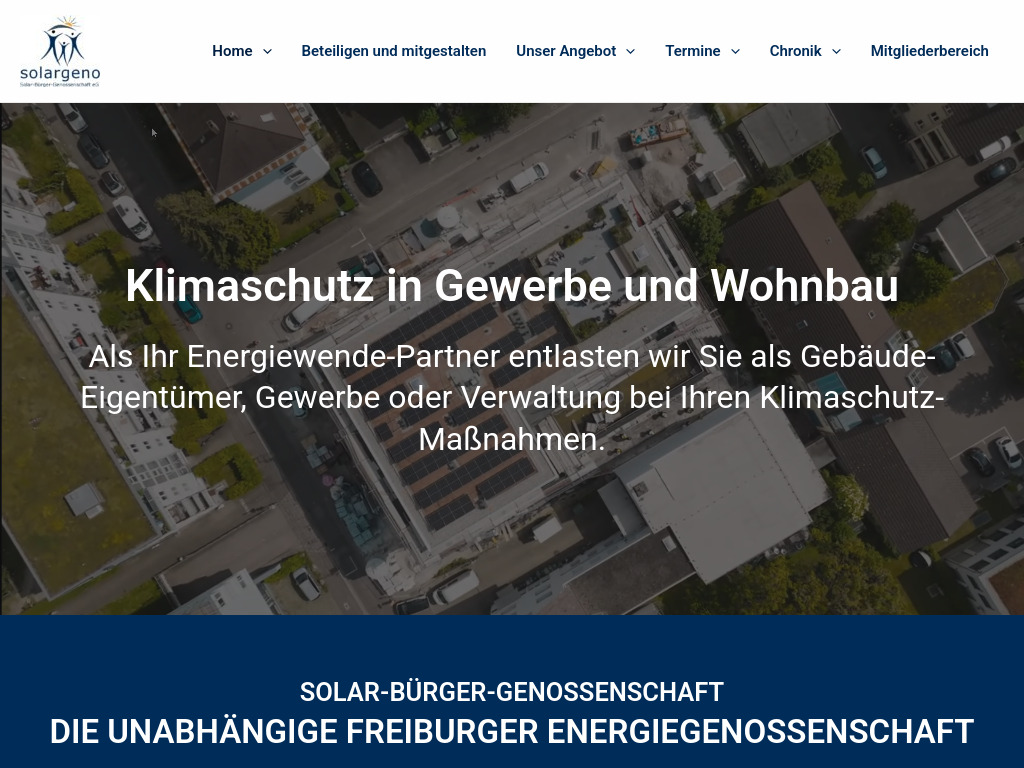 Website von Solar-Bürger-Genossenschaft Freiburg