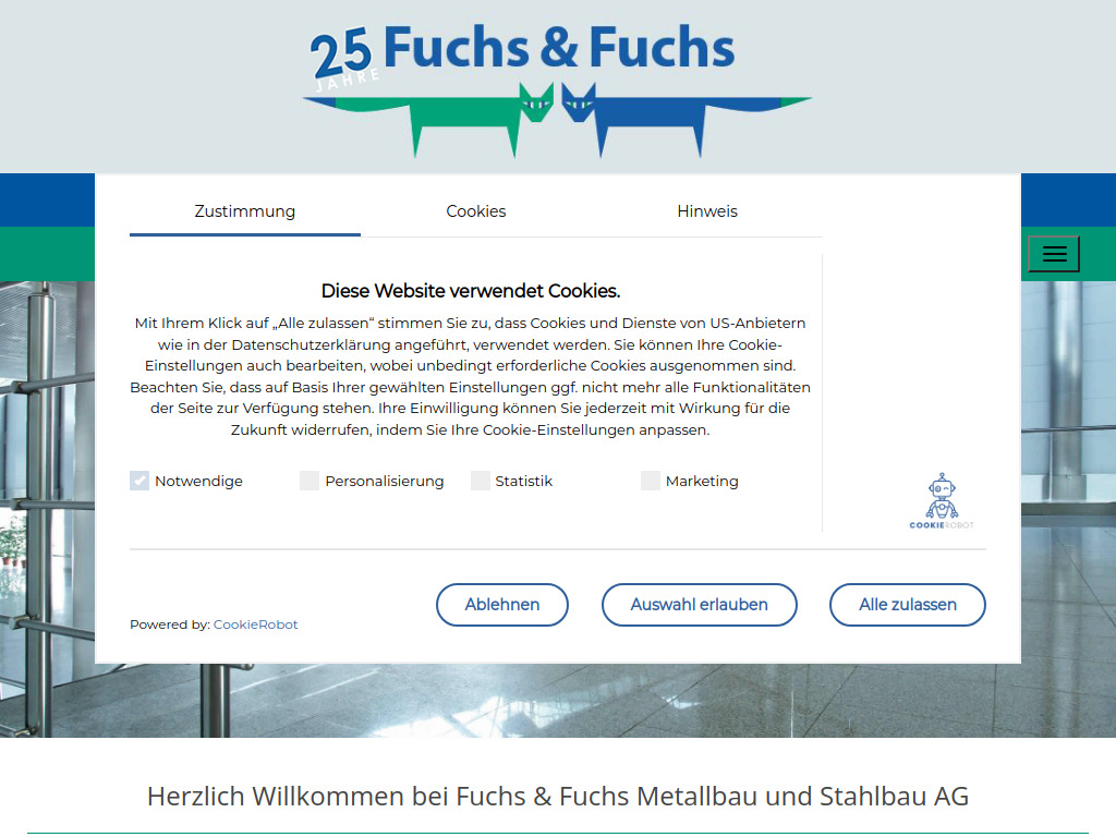 Website von Fuchs+Fuchs Metallbau & Stahlbau AG in Steinach