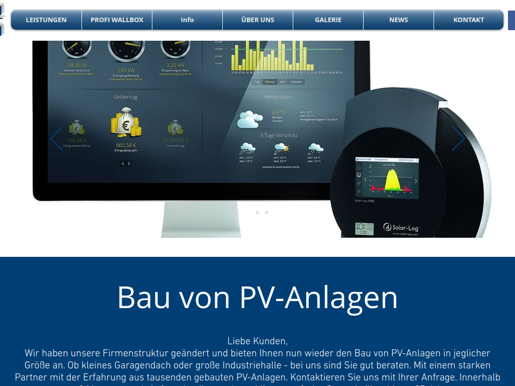 Website von Solar-control Barth GmbH in Lautern