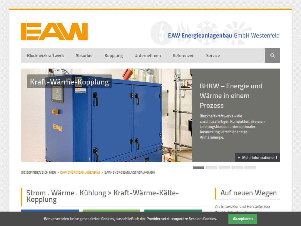 Website von EAW Energieanlagenbau GmbH Westenfeld