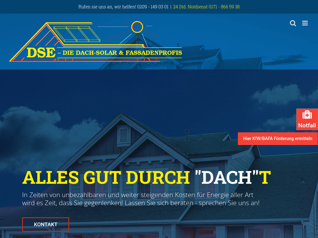 Website von DSE – Dach-Solartechnik & Energieberatung Peter Siemens in Gelsenkirchen