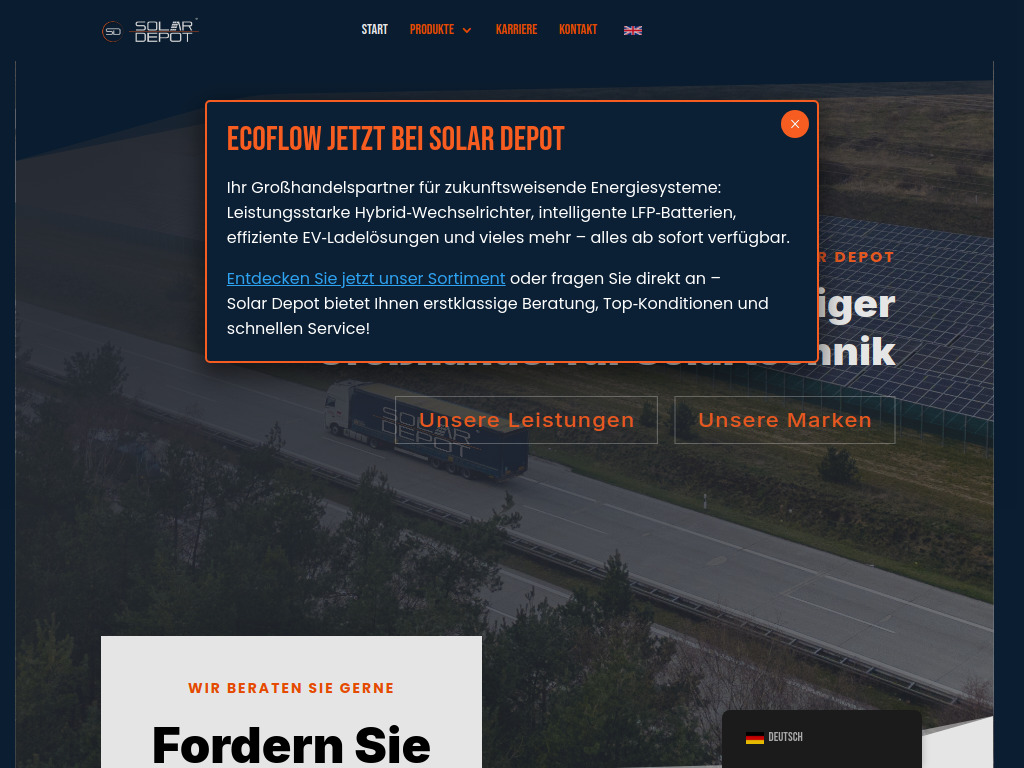Website von Solar Depot GmbH in Hildesheim