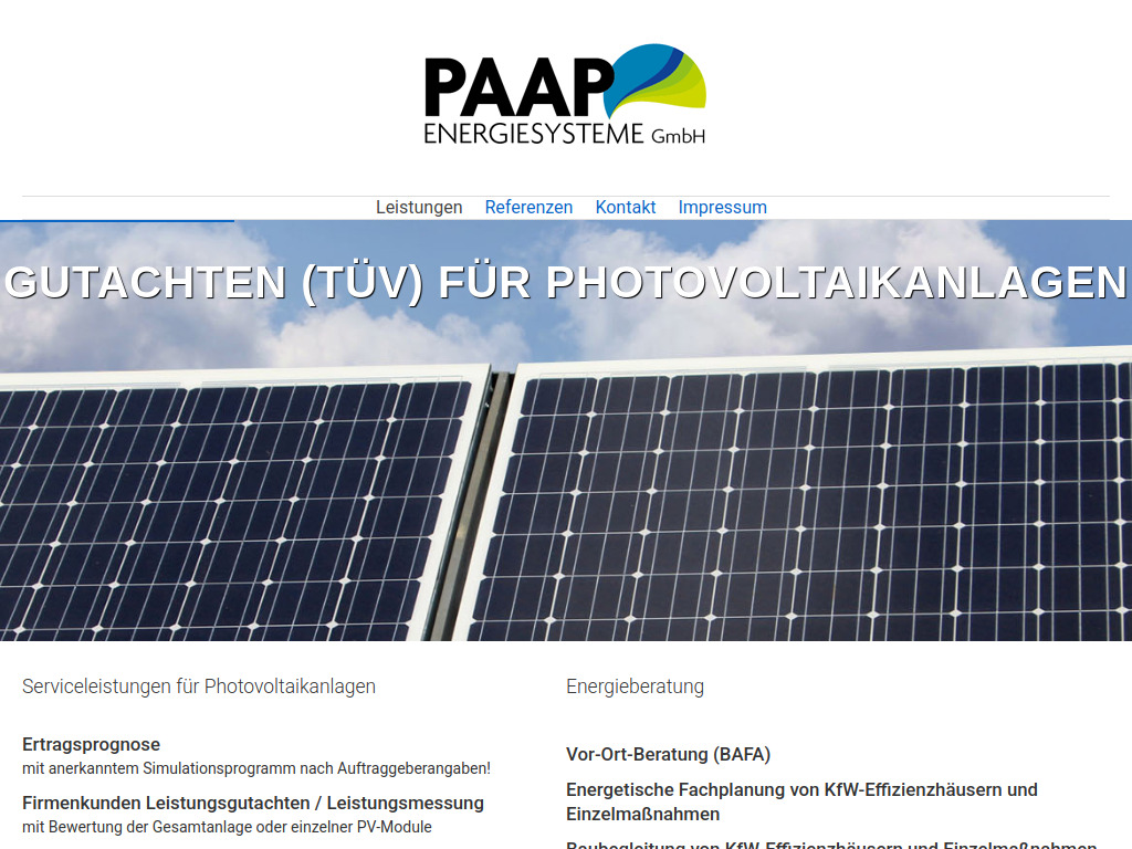 Website von Energiesysteme Paap GmbH in Berlin