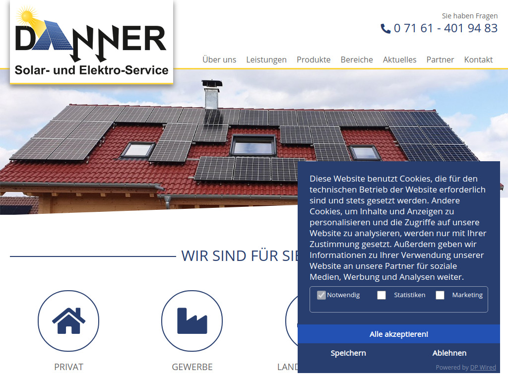 Website von Danner Solar- und Elektro-Service in Börtlingen