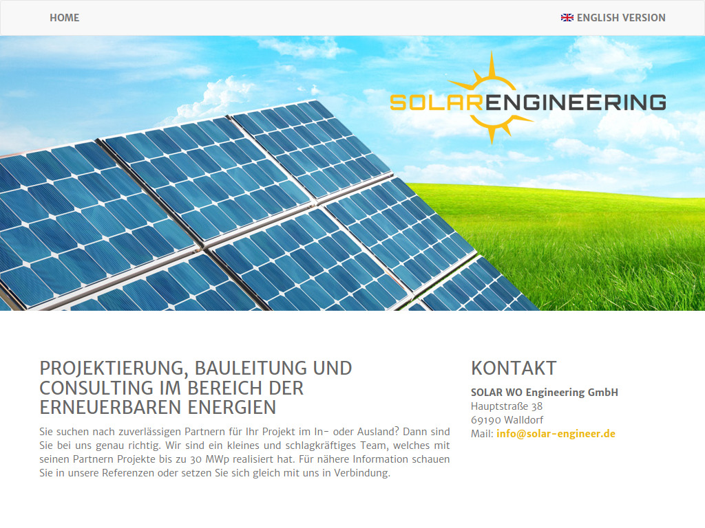 Website von Solar WO Engineering GmbH in Walldorf