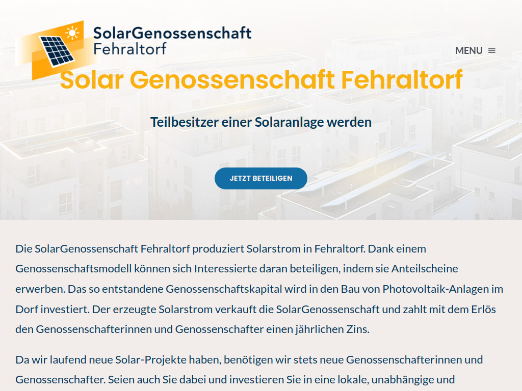 Website von Solargenossenschaft Fehraltorf in Fehraltorf