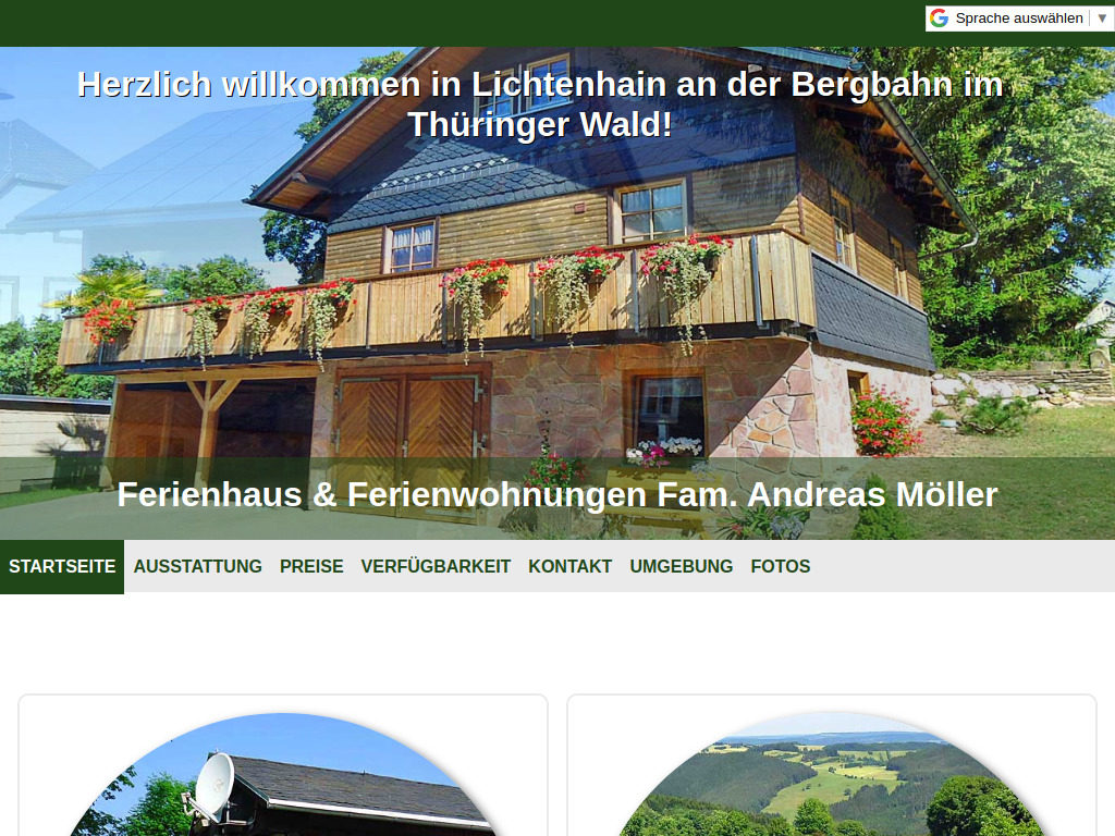 Website von Ferienwohnungen und Ferienhaus Fam. Andreas Möller