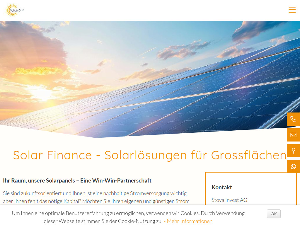 Website von Stova Invest AG in Zug