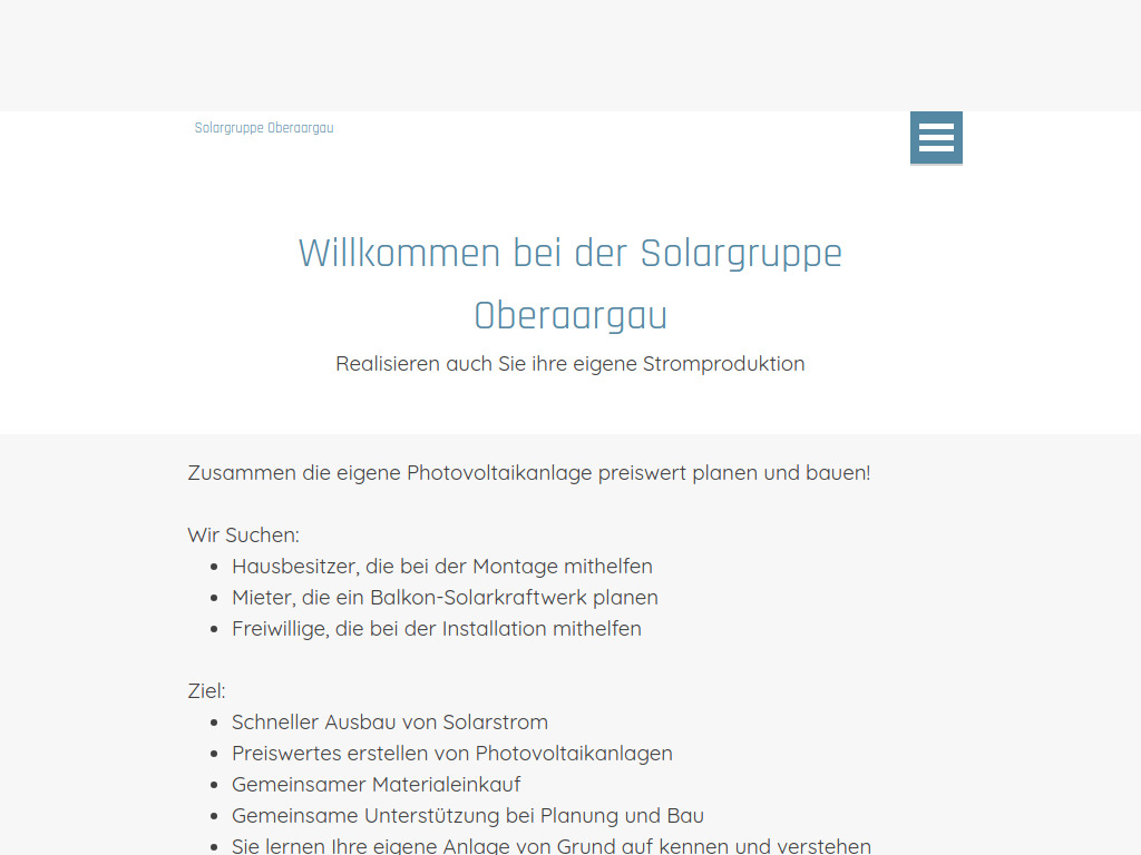 Website von Solargruppe Oberaargau