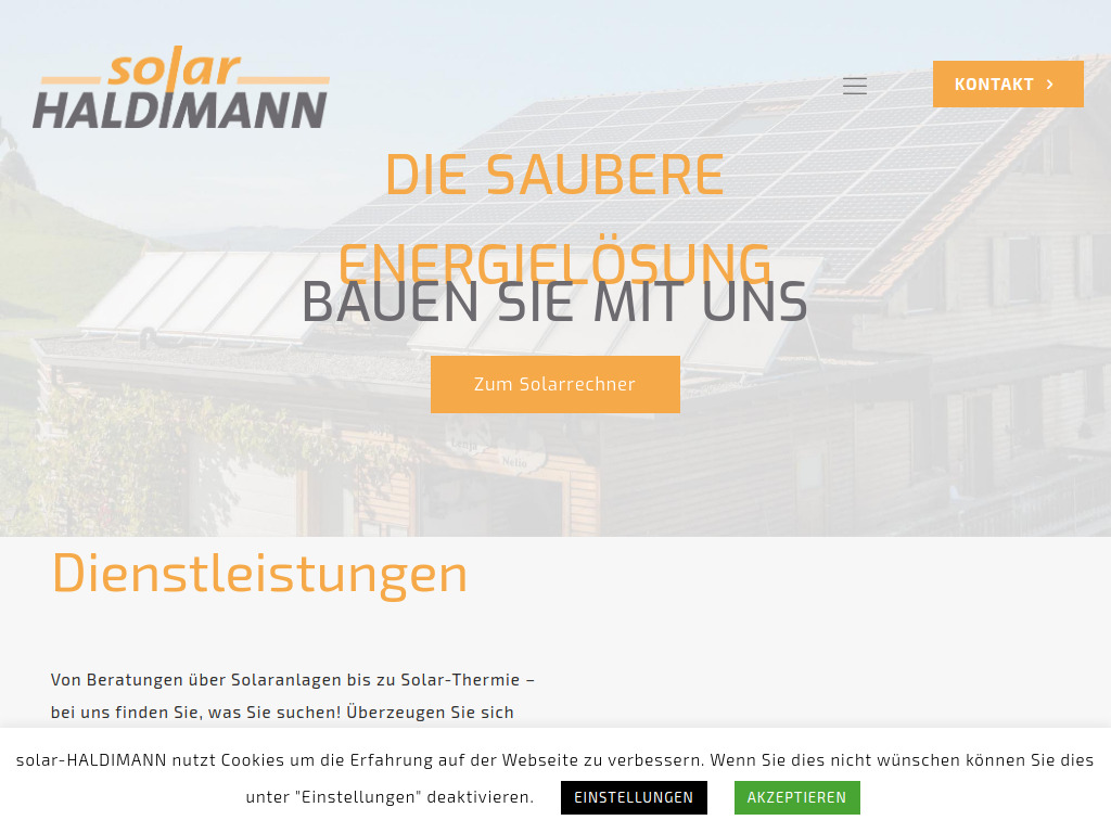 Website von solar HALDIMANN GmbH in Buchen